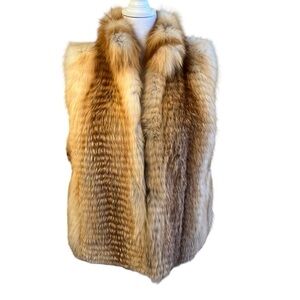 Natural Red Fox Fur Horizontal Vest Size M Cinched Waist Genuine Fur Womens NWT